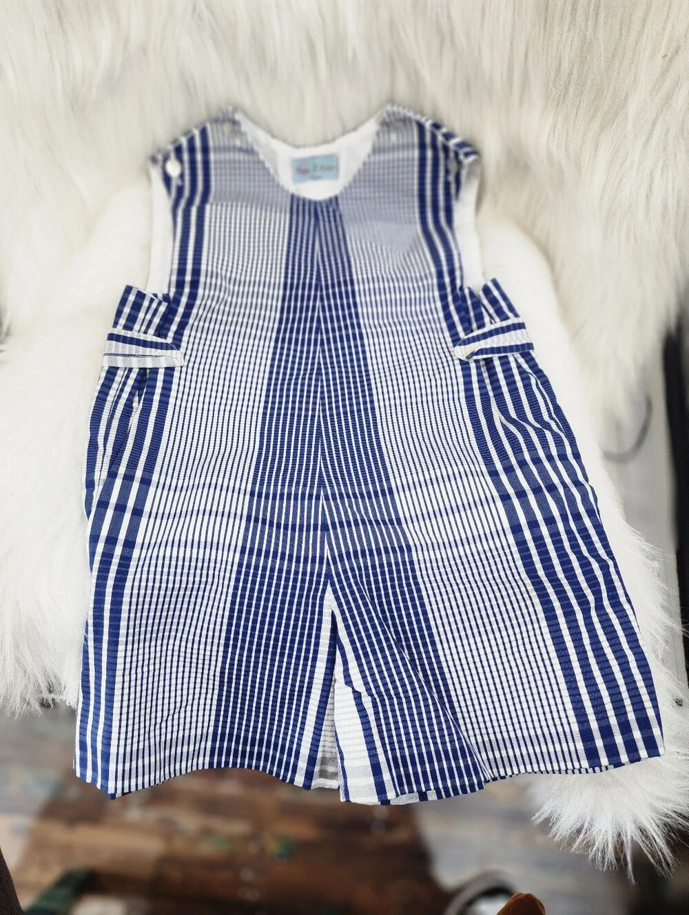 Papo d'Anjo Rompers, Size 3 Years, 3 Pieces, Blue Stripe, Red Plaid & Brown